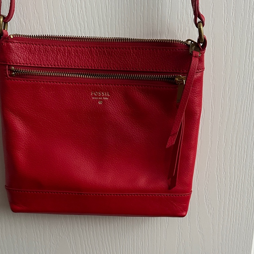 Fossil Cherry Red Crossbody Bag